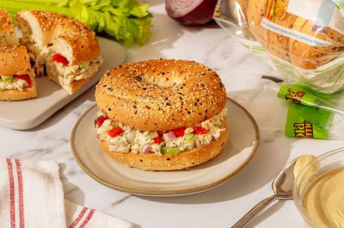 Mediterranean Light Chicken Salad Bagel